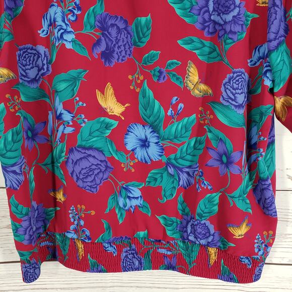 Alfred Dunner Multicolor Floral Butterfly Half Button Top Size 16 - Picture 13 of 13